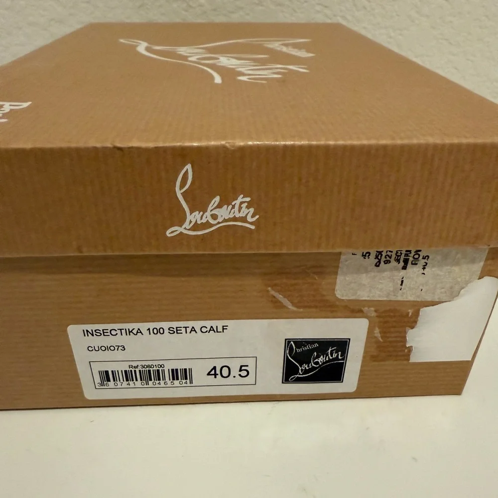 Christian Louboutin Insectika 100 Seta Caramel Tan High Heels 40.5